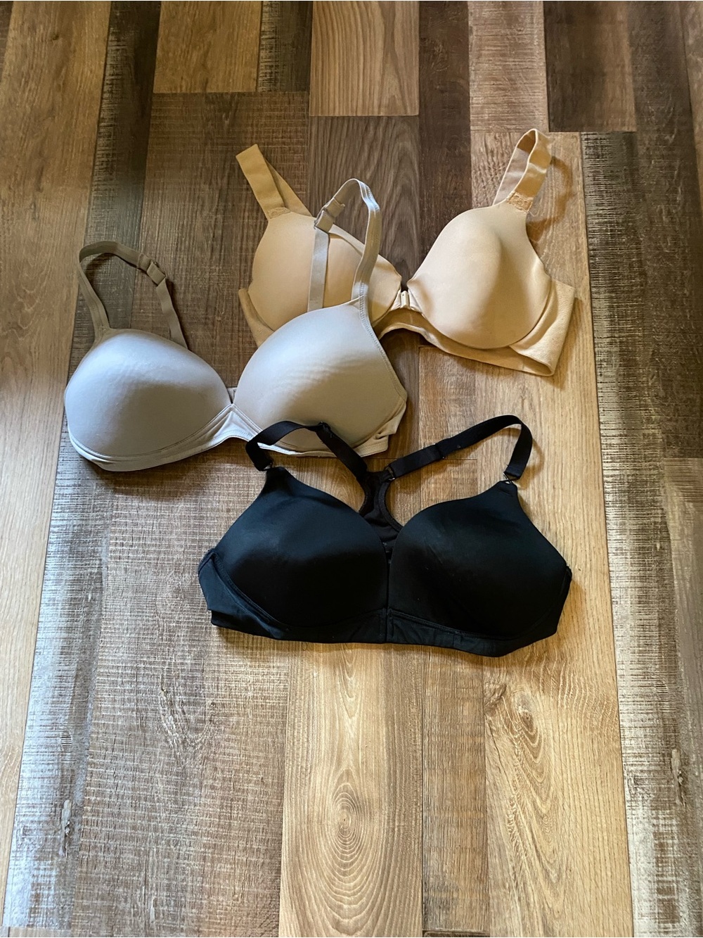 Everyday Comfort T-Shirt Bra Set - Black, Cream, Light Gray